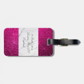 Aangepast roze witte glitter afdrukken bagagelabel (Achterkant horizontaal)