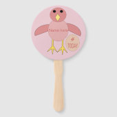 Aangepast roze zand meisje van 100 jaar handwaaier (Achterkant)