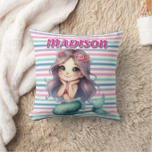 Aangepast Roze Zeemeermin gestreept patroon Kussen (Deken)