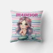 Aangepast Roze Zeemeermin gestreept patroon Kussen (Achterkant)