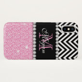 Aangepast roze zwart-wit met glitter Case-Mate iPhone case (Achterkant (horizontaal))