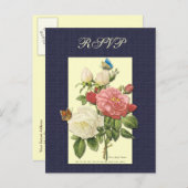 Aangepast RSVP Briefkaart voor botanische roze roz (Voorkant / Achterkant)