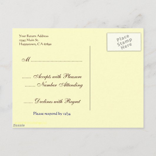 Aangepast RSVP Briefkaart voor botanische roze roz (Achterkant)