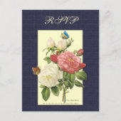 Aangepast RSVP Briefkaart voor botanische roze roz (Voorkant)