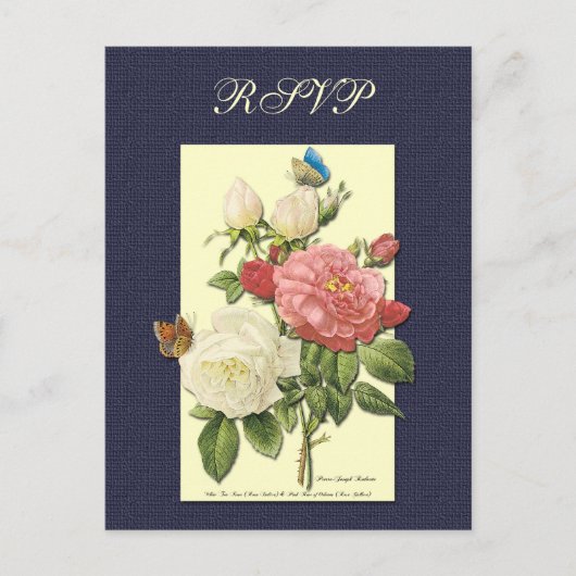 Aangepast RSVP Briefkaart voor botanische roze roz (Voorkant)