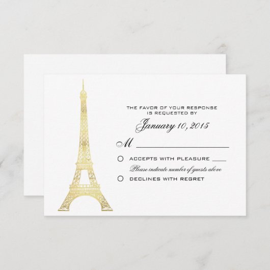 Aangepast RSVP-systeem voor goudweddenschap met de RSVP Kaartje (Voorkant / Achterkant)