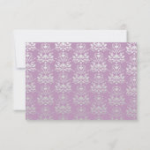 Aangepast RSVP van African Violet & Silver Damask Kaartje (Achterkant)