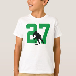 Aangepast Rugnummer voor Jeugd Hockey Speler Groen T-shirt