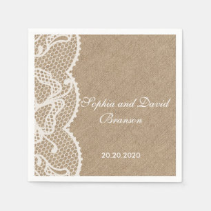 Aangepast Rustic Burlap en Lace Wedding Servet