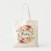 Aangepast Rustic Floral Braidsmaid Tote Bag (Voorkant)