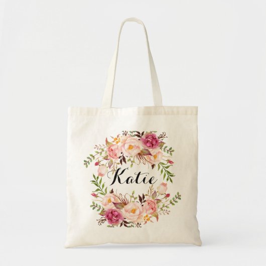 Aangepast Rustic Floral Braidsmaid Tote Bag (Voorkant)