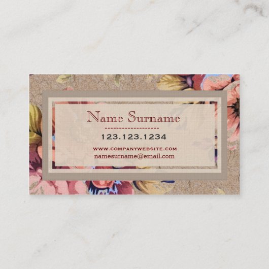 Aangepast  Rustic Floral Visitekaartje (Achterkant)
