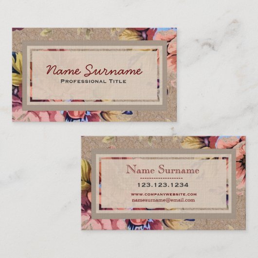 Aangepast Rustic Floral Visitekaartje (Voorkant / Achterkant)