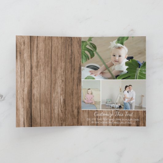 Aangepast Rustiek Landelijk Houtstructuur Oud Hout Feestdagen Kaart (Binnen)