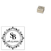 Aangepast Rustiek Monogram Huwelijk Rubberstempel (Gestempeld)