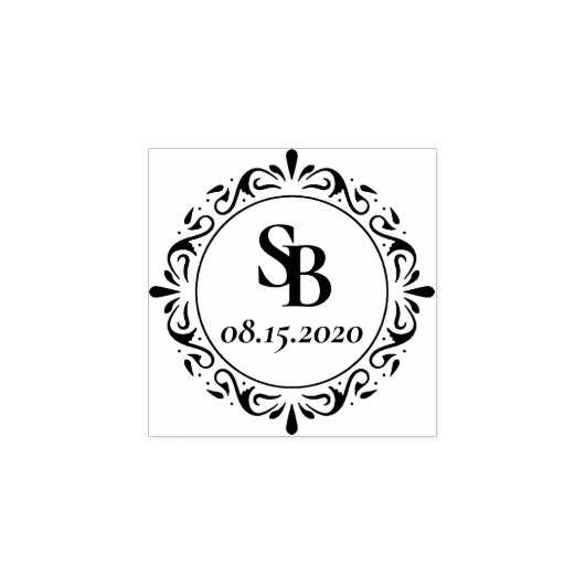 Aangepast Rustiek Monogram Huwelijk Rubberstempel (Afrduk)