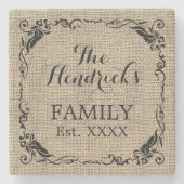 Aangepast Rustiek Oud Familienaam Welkom Stenen Onderzetter (Voorkant)