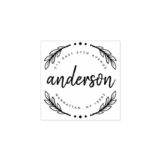 Aangepast rustiek penseelscript familie retouradre rubberstempel (Afrduk)