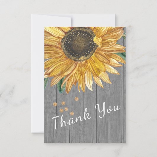 Aangepast rustig soonnebloemhout personaliseren bedankkaart (Achterkant)
