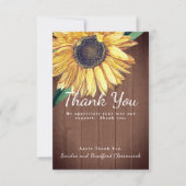 Aangepast rustig soonnebloemhout personaliseren bedankkaart (Voorkant)