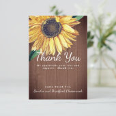 Aangepast rustig soonnebloemhout personaliseren bedankkaart (Staand voorkant)