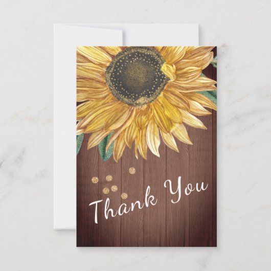 Aangepast rustig soonnebloemhout personaliseren bedankkaart (Achterkant)