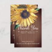 Aangepast rustig soonnebloemhout personaliseren bedankkaart (Voorkant / Achterkant)
