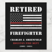 Aangepast ruw brandweerapparaat met rode lijn wijn etiket (Enkel label)