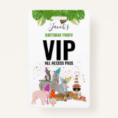 Aangepast Safari Oerwoud Zoo Birthday Party Pass F Badge (Voorkant)