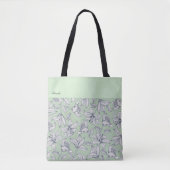 Aangepast Sage Bloemmotief Tote Bag (Voorkant)