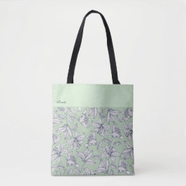Aangepast Sage Bloemmotief Tote Bag