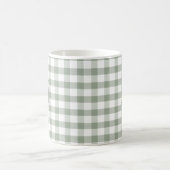 Aangepast Sage Olijfgroen Gingham Modern Monogram Koffiemok (Center)