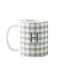 Aangepast Sage Olijfgroen Gingham Modern Monogram