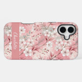 Aangepast Sakura-bloempatroon Roze  iPhone Hoesje (Achterkant horizontaal)