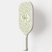 Aangepast Salie Groene Olijfblad Chic Monogram Ont Pickleball Paddle (Links)