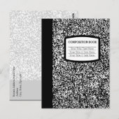 Aangepast samenstellingsboek zwart/witschool/leraa briefkaart (Voorkant / Achterkant)