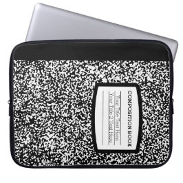 Aangepast samenstellingsboek zwart/witschool/leraa laptop sleeve