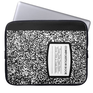 Aangepast samenstellingsboek zwart/witschool/leraa laptop sleeve
