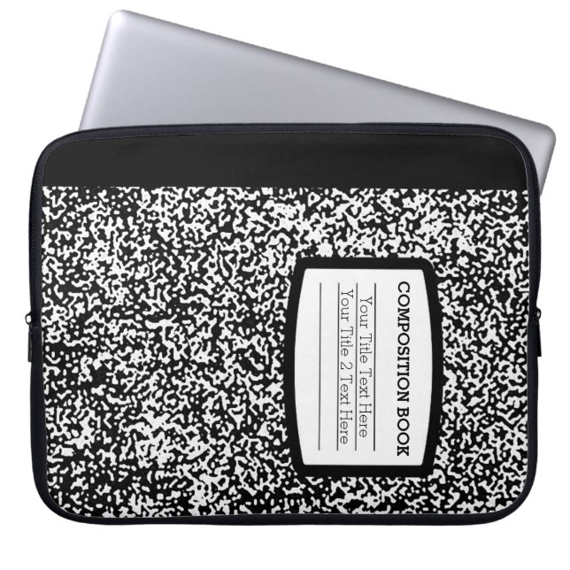 Aangepast samenstellingsboek zwart/witschool/leraa laptop sleeve (Voorkant)