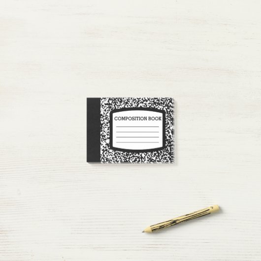 Aangepast samenstellingsboek zwart/witschool/leraa post-it® notes (Op bureau)