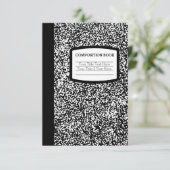 Aangepast samenstellingsboek zwart/witschool/leraa RSVP kaartje (Staand voorkant)