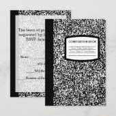 Aangepast samenstellingsboek zwart/witschool/leraa RSVP kaartje (Voorkant / Achterkant)