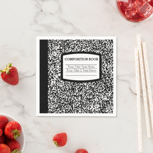 Aangepast samenstellingsboek zwart/witschool/leraa servetten (Insitu)