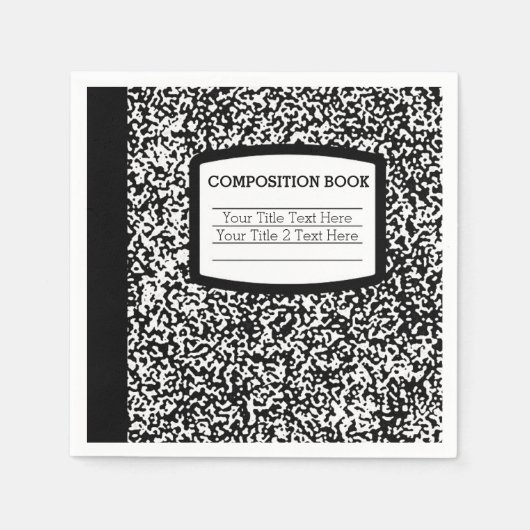 Aangepast samenstellingsboek zwart/witschool/leraa servetten (Voorkant)