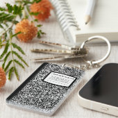 Aangepast samenstellingsboek zwart/witschool/leraa sleutelhanger (Voorkant Rechts)