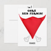 Aangepast, San Fermin scarf gevouwen in een stiere Briefkaart (Voorkant / Achterkant)