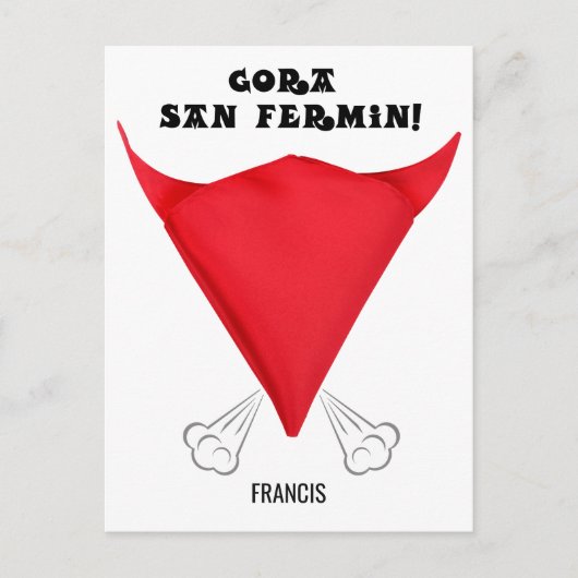 Aangepast, San Fermin scarf gevouwen in een stiere Briefkaart (Voorkant)