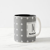 Aangepast - Scandinavische stijl White Plus-tekens Tweekleurige Koffiemok (Voorkant rechts)