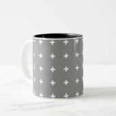 Aangepast - Scandinavische stijl White Plus-tekens Tweekleurige Koffiemok (Voorkant links)