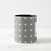 Aangepast - Scandinavische stijl White Plus-tekens Tweekleurige Koffiemok (Center)